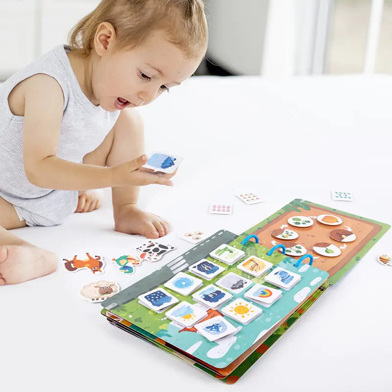 Interactive Quiet Book: Educational Sticker Puzzles - Kidscacy