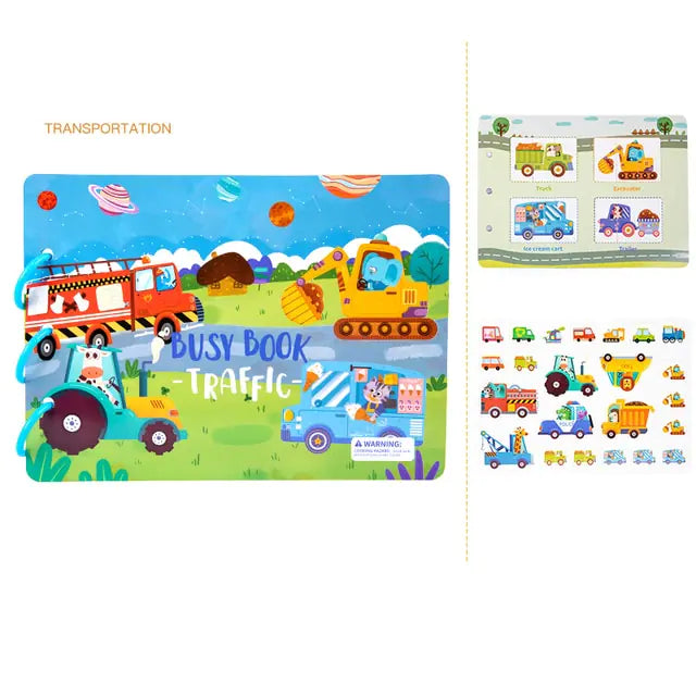 Interactive Quiet Book: Educational Sticker Puzzles - Kidscacy